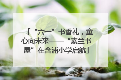 “六一”书香礼，童心向未来——“素兰书屋”在含浦小学启航