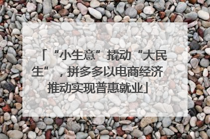 “小生意”撬动“大民生”，拼多多以电商经济推动实现普惠就业