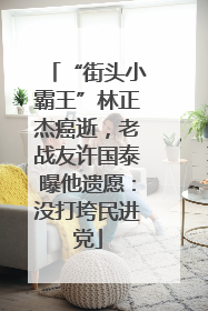 “街头小霸王”林正杰癌逝，老战友许国泰曝他遗愿：没打垮民进党