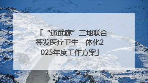 “通武廊”三地联合签发医疗卫生一体化2025年度工作方案