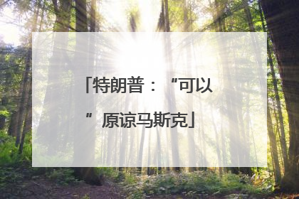 特朗普：“可以”原谅马斯克