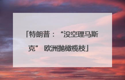 特朗普：“没空理马斯克” 欧洲抛橄榄枝