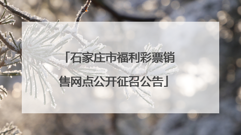 石家庄市福利彩票销售网点公开征召公告