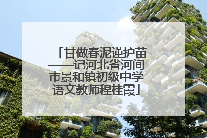 甘做春泥谨护苗——记河北省河间市景和镇初级中学语文教师程桂霞