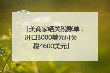 美商家晒关税账单：进口3000美元付关税4600美元