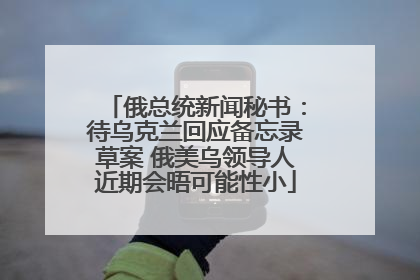 俄总统新闻秘书：待乌克兰回应备忘录草案 俄美乌领导人近期会晤可能性小