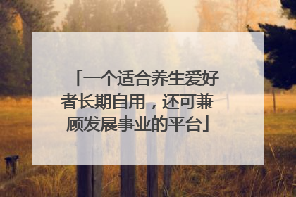 一个适合养生爱好者长期自用，还可兼顾发展事业的平台