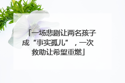 一场悲剧让两名孩子成“事实孤儿”，一次救助让希望重燃