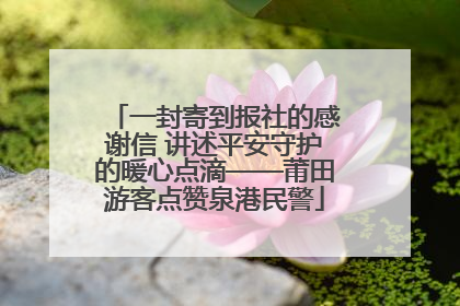 一封寄到报社的感谢信 讲述平安守护的暖心点滴——莆田游客点赞泉港民警