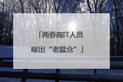 两券商IT人员曝出“老鼠仓”