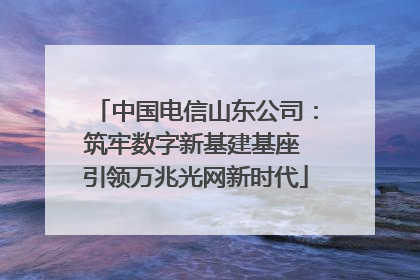中国电信山东公司：筑牢数字新基建基座 引领万兆光网新时代