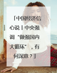 中国经济信心说丨中央强调“做强国内大循环”，有何深意？