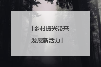 乡村振兴带来发展新活力