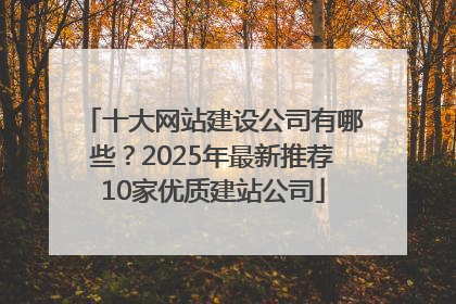 十大网站建设公司有哪些？2025年最新推荐10家优质建站公司