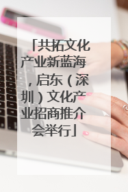 共拓文化产业新蓝海，启东（深圳）文化产业招商推介会举行
