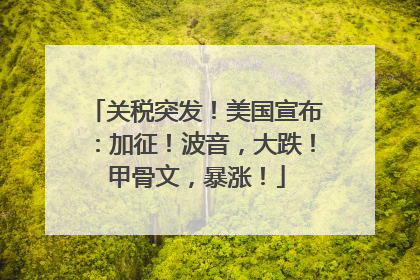关税突发！美国宣布：加征！波音，大跌！甲骨文，暴涨！