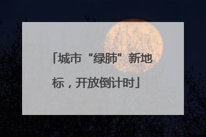 城市“绿肺”新地标，开放倒计时