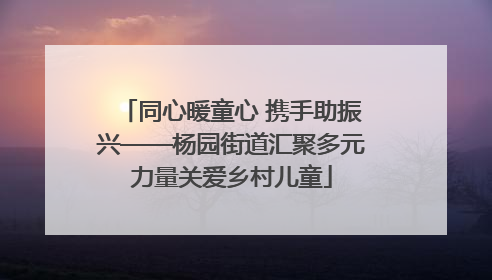 同心暖童心 携手助振兴——杨园街道汇聚多元力量关爱乡村儿童