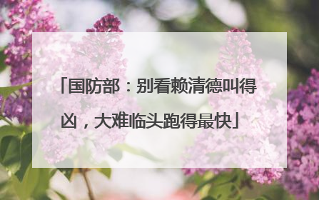 国防部：别看赖清德叫得凶，大难临头跑得最快