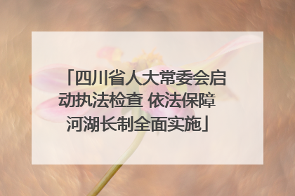 四川省人大常委会启动执法检查 依法保障河湖长制全面实施