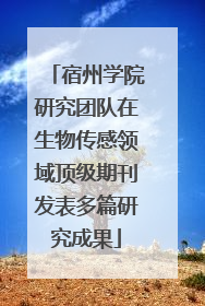 宿州学院研究团队在生物传感领域顶级期刊发表多篇研究成果