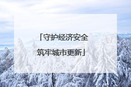 守护经济安全 筑牢城市更新