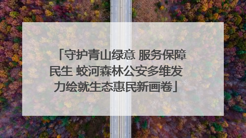 守护青山绿意 服务保障民生 蛟河森林公安多维发力绘就生态惠民新画卷