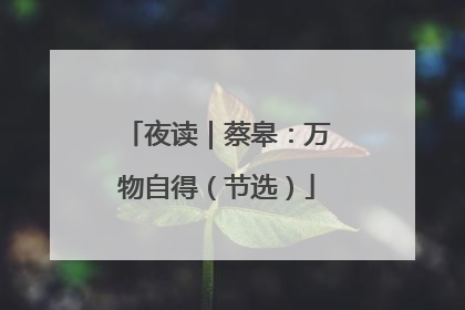 夜读｜蔡皋：万物自得（节选）