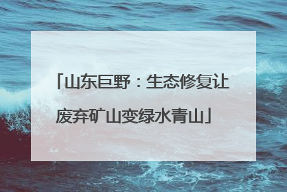 山东巨野：生态修复让废弃矿山变绿水青山