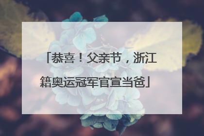 恭喜！父亲节，浙江籍奥运冠军官宣当爸