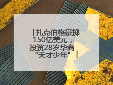 扎克伯格豪掷150亿美元，投资28岁华裔“天才少年”