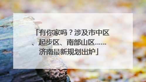 有你家吗？涉及市中区、起步区、南部山区……济南最新规划出炉
