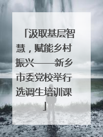 汲取基层智慧，赋能乡村振兴——新乡市委党校举行选调生培训课