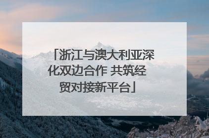 浙江与澳大利亚深化双边合作 共筑经贸对接新平台