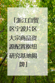浙江自贸区宁波片区大宗商品资源配置枢纽研究基地揭牌
