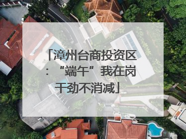 漳州台商投资区：“端午”我在岗 干劲不消减
