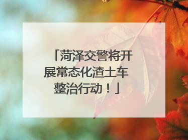 菏泽交警将开展常态化渣土车整治行动！