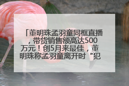 董明珠孟羽童同框直播，带货销售额高达500万元！创5月来最佳，董明珠称孟羽童离开时“犯了很大的错”