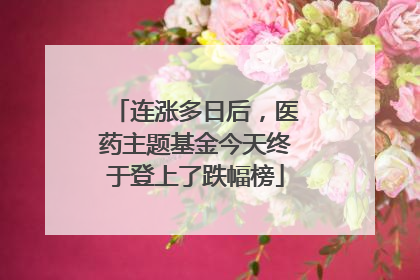 连涨多日后，医药主题基金今天终于登上了跌幅榜