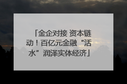 金企对接 资本链动！百亿元金融“活水”润泽实体经济