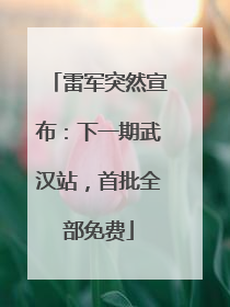雷军突然宣布：下一期武汉站，首批全部免费