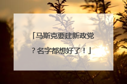 马斯克要建新政党？名字都想好了！