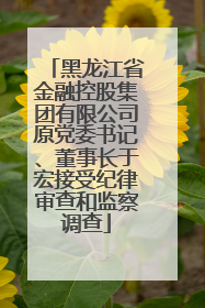 黑龙江省金融控股集团有限公司原党委书记、董事长于宏接受纪律审查和监察调查