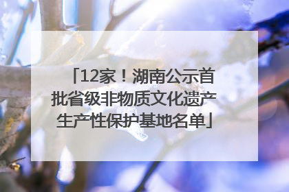 12家！湖南公示首批省级非物质文化遗产生产性保护基地名单